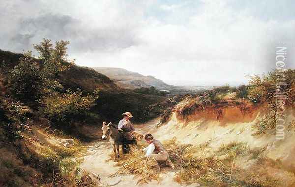 A Sandy Lane in Sussex, 1866 Oil Painting - George Cole, Snr.