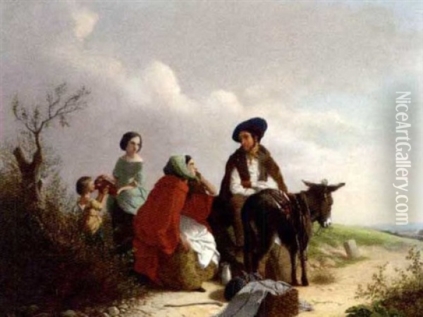 Travellers Resting By The Wayside Oil Painting - Paul Falconer Poole