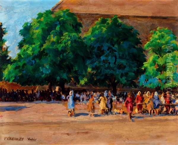 Market In Sarospatak Oil Painting - Valer Ferenczy
