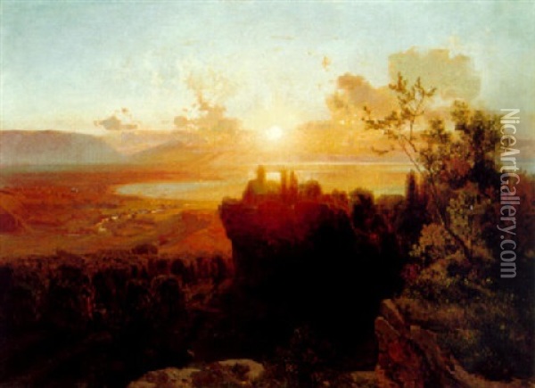 Sonnenuntergang Am Bodensee Oil Painting - Anton Hlavacek