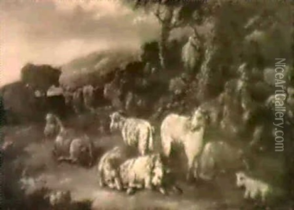 Hirt Und Herde In Einer Landschaft Oil Painting - Domenico Brandi