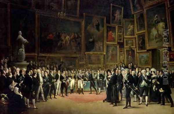 Charles X presenting awards to the artists at the end of the exhibition of 1824 Oil Painting - Francois - Joseph Heim