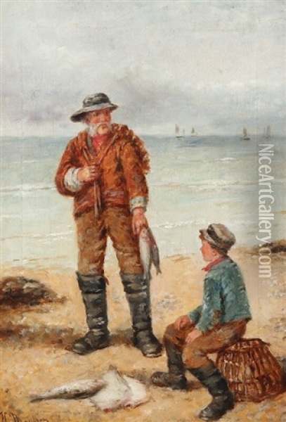 Fishermen With Their Catch Oil Painting - Hamilton Macallum