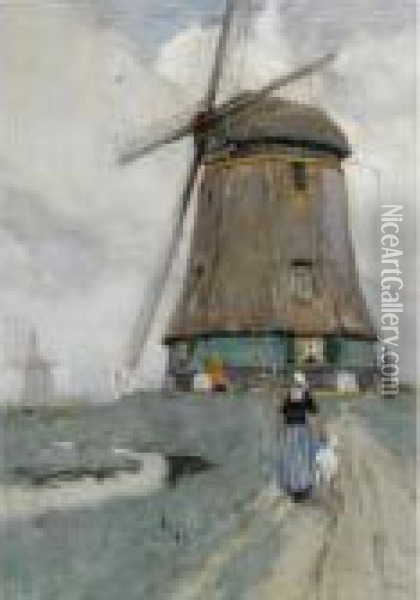 A Windmill Near Volendam Oil Painting - Hendrick, Henri Cassiers