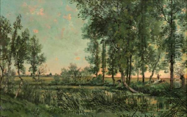  Le Marais  Oil Painting - Alexandre Rene Veron