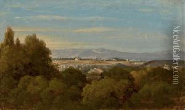 Paysage, Une Ville Au Second Plan Oil Painting - Emile Loubon