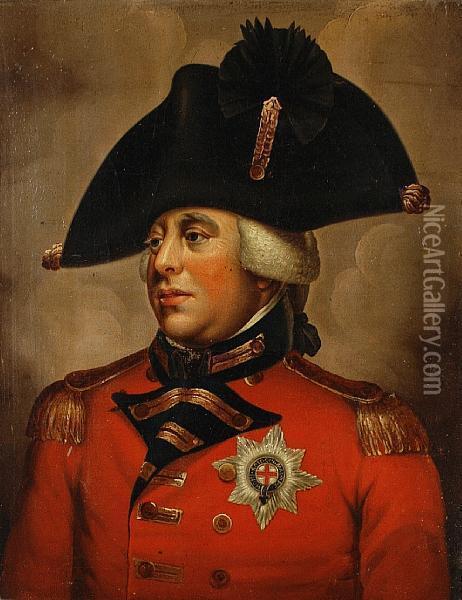 Portrait Of King George Iii Bust-length, In Uniform Oil Painting - Sir William Beechey