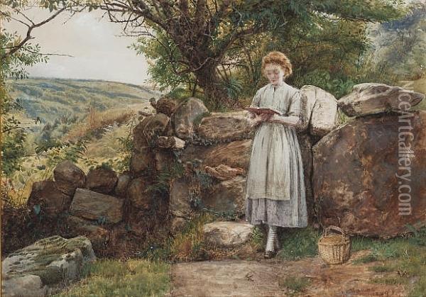 A Peaceful Read Oil Painting - George Goodwin Kilburne