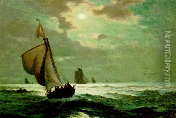 Moonlight At Sea Oil Painting - Edward Moran