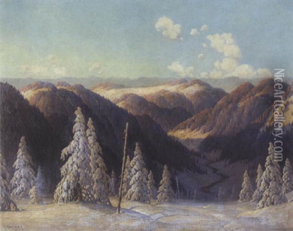 Verschneite Schwarzwald-landschaft Oil Painting - Karl Hauptmann