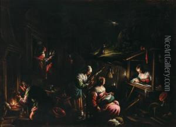 Visione Di Gioacchino Oil Painting - Jacopo Bassano (Jacopo da Ponte)