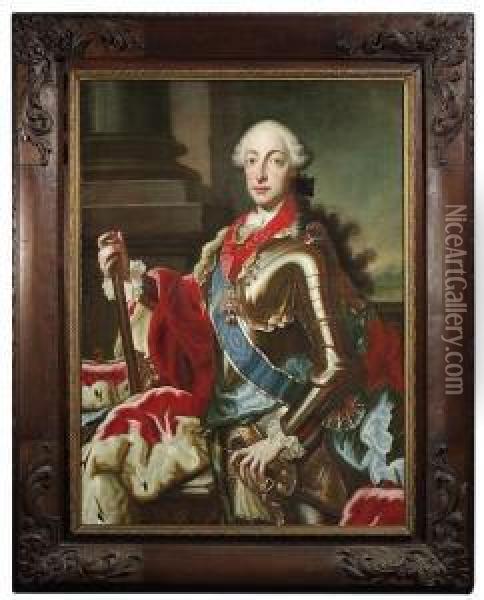 Portrait Of The Bavarian 
Archduke Max Iii. Joseph. Portrait Of His Spouse, The Bavarian 
Archduchess Maria Anna Of Saxonia. Three Quarter Length. A Pair. Baroque
 Frames. Oil/canvas/canvas.#provenance: Southern Germa Oil Painting - Georg Desmares