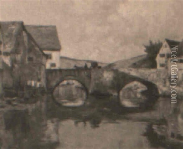 Old Bridge Oil Painting - Franz Xaver Frankl