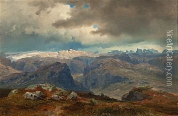 Hoyfjell Oil Painting - Hans Frederick Gude