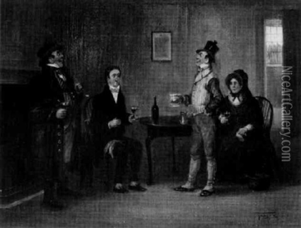 The Rev. Mr. Stiggins And The Wellers Visit Mr. Pickwick In The Fleet Prison Oil Painting - George Fox