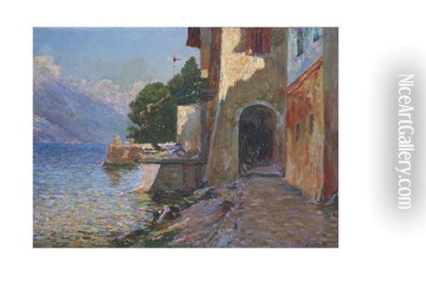 Un Lac Oil Painting - Julien Gustave Gagliardini