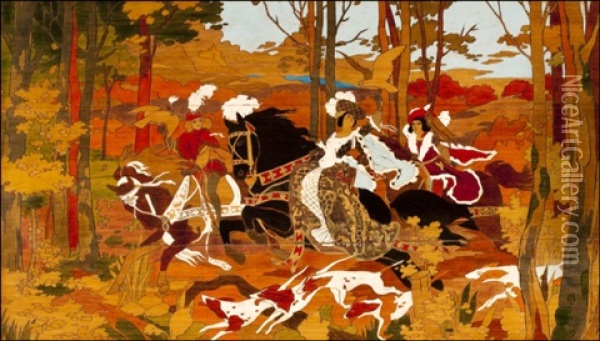 The Hunt Oil Painting - Ivan Yakovlevich Bilibin