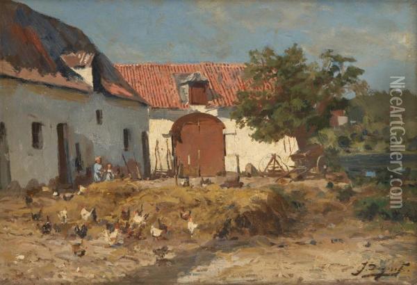 Cour De Ferme Oil Painting - Jean-Baptiste De Greef