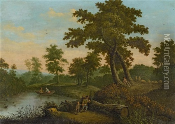 Waldlandschaft Mit Personenstaffage Oil Painting - Ignatius Josephus van Regemorter