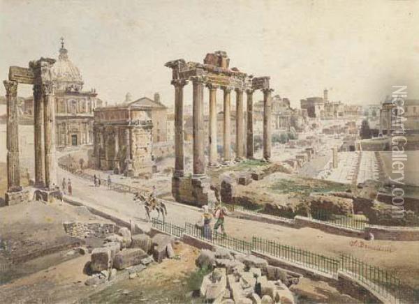 A View Of The Roman Forum Oil Painting - Stefano Donadoni
