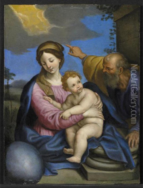 Sacra Famiglia Oil Painting - Giovanni Battista Salvi
