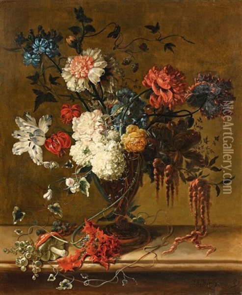 A Floral Still Life Oil Painting - Johann Martin Metz
