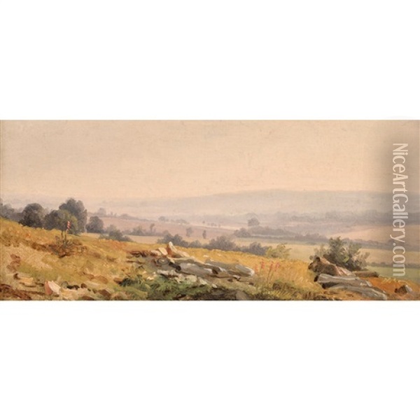 A View Of The Countryside At Connerre Near Le Mans Oil Painting - Robert Leopold Leprince