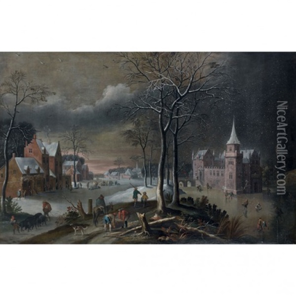 Paysage D'hiver Oil Painting - Jan Abrahamsz. Beerstraten