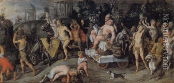 Der Triumph Des Bacchus Oil Painting - Deodat Delmont van der Mont