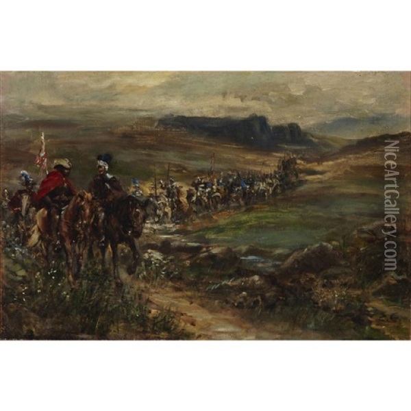 The March Of An Army Oil Painting - Ernest Crofts