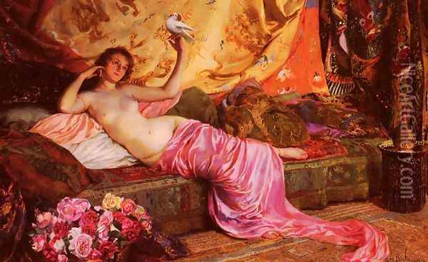 Nu Au Repos (Nude at Rest) Oil Painting - Georges Antoine Rochegrosse