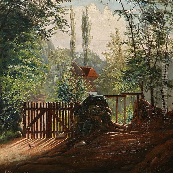 Stenten Ved Fuglesangsstien Oil Painting - H. Bloch