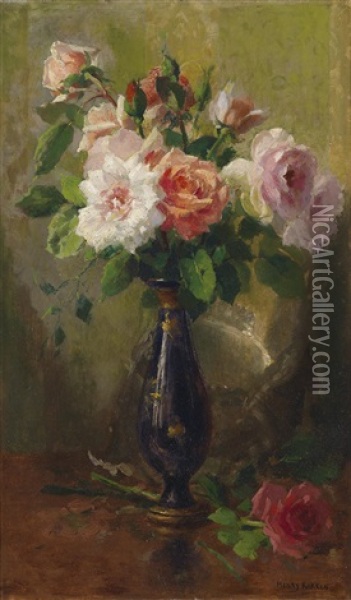 Rosen In Einer Vase Oil Painting - Henri Kokken