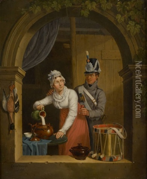 La Preparation Du Repas Interrompue Oil Painting - Cornelis van Cuylenburg