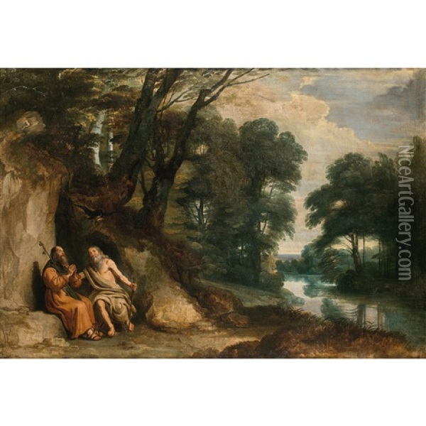 Saint Antoine Et Saint Paul Oil Painting - Caspar de Crayer
