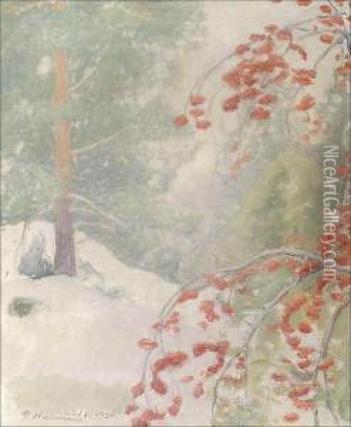 Talvimaisema. Oil Painting - Pekka Halonen