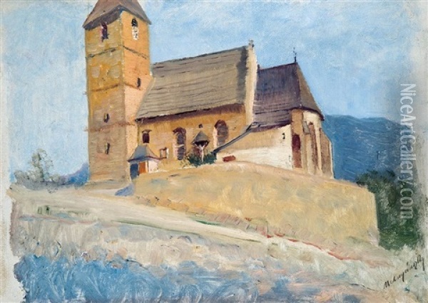 Church In Upper Hungary Oil Painting - Laszlo Mednyanszky