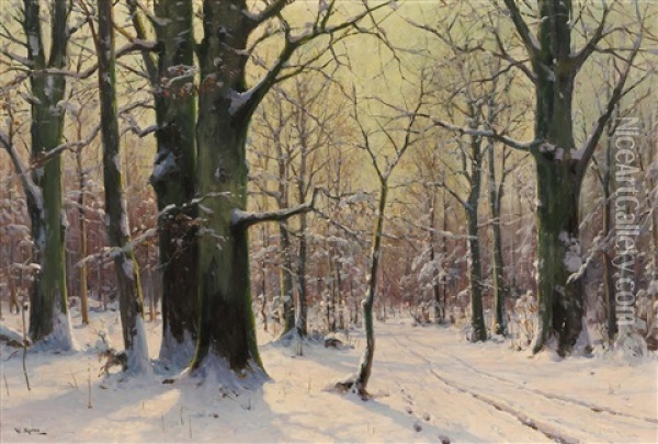 Verschneiter Buchenwald Oil Painting - Walter Moras