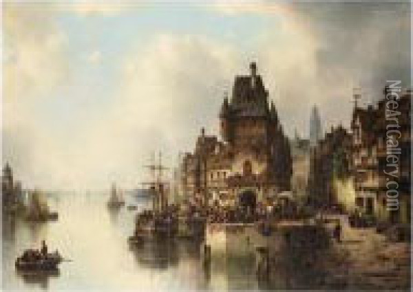 View Of Antwerp Oil Painting - Ludwig Herrmann