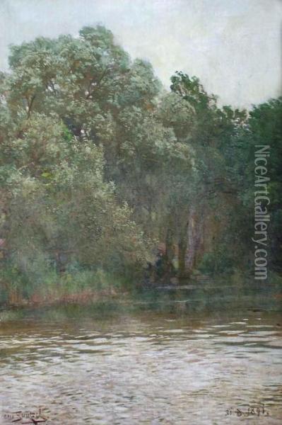 Flusslandschaft Oil Painting - Otto Struttzel