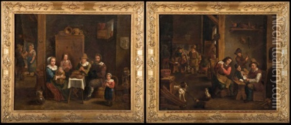 Le Repas Familial (2 Works) Oil Painting - Matheus van Helmont
