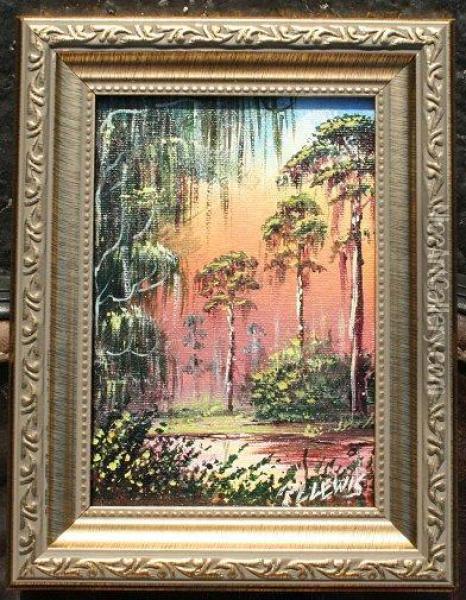 Florida Highwaymen River Landscape Oil Painting - Robert Leopold Leprince