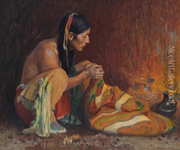 The Chimayo Blanket Oil Painting - Eanger Irving Couse