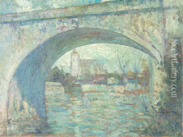 The Bridge Oil Painting - Adolphe Aizik Feder