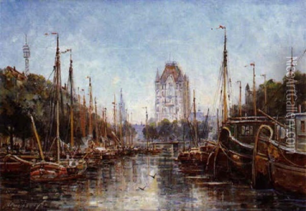 Canal En Hollande Oil Painting - Gustave Mascart