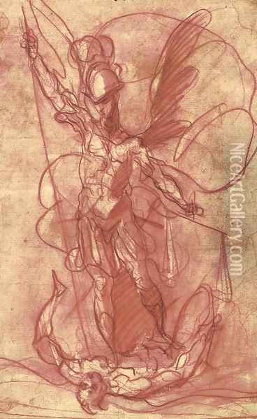 Saint Michael the Archangel vanquishing the Devil Oil Painting - Sebastiano Folli