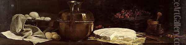 Still Life with Brie, 1863 Oil Painting - Francois Bonvin