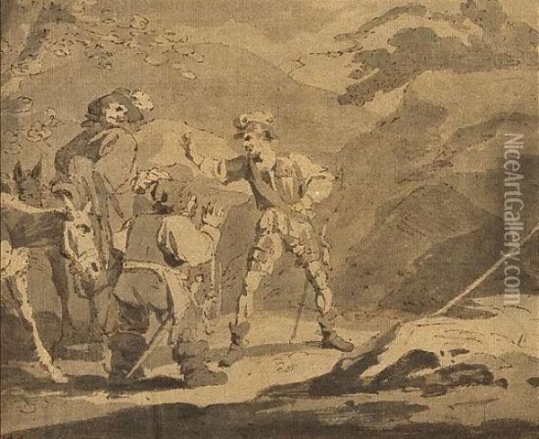 Don Quixote And Sancho Panza Oil Painting - John Augustus Atkinson