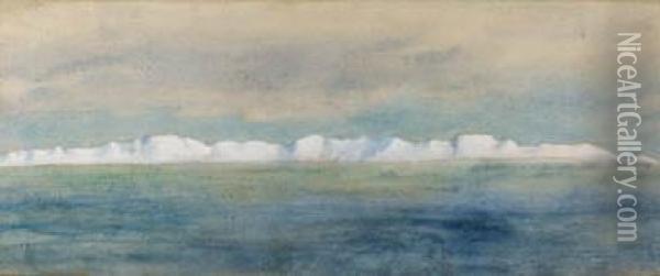 New Coastline West Of Cape North, Taken From The Nimrod, 8 March1909 Oil Painting - George Edward Marston