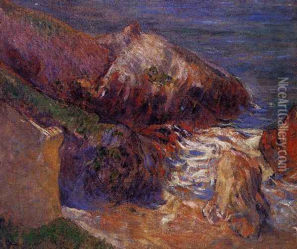 Rocks On The Coast Oil Painting - Paul Gauguin
